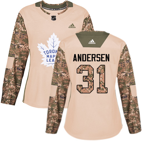 Adidas Maple Leafs #31 Frederik Andersen Camo Authentic Veterans Day Women's Stitched NHL Jersey